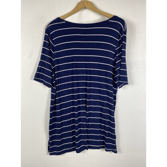 So Perfectly Soft Tee Tunic Top Shirt Size XL Blue White Stripe Nautical Beachy - Picture 5 of 7